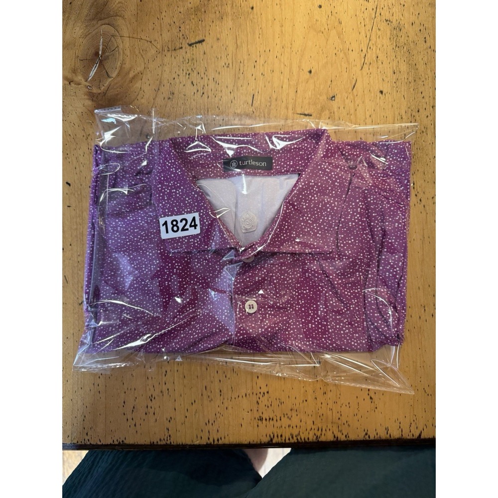 Turtleson Polo Mens Large Purple Geometric All Over Performance Golf - Picture 9 of 9